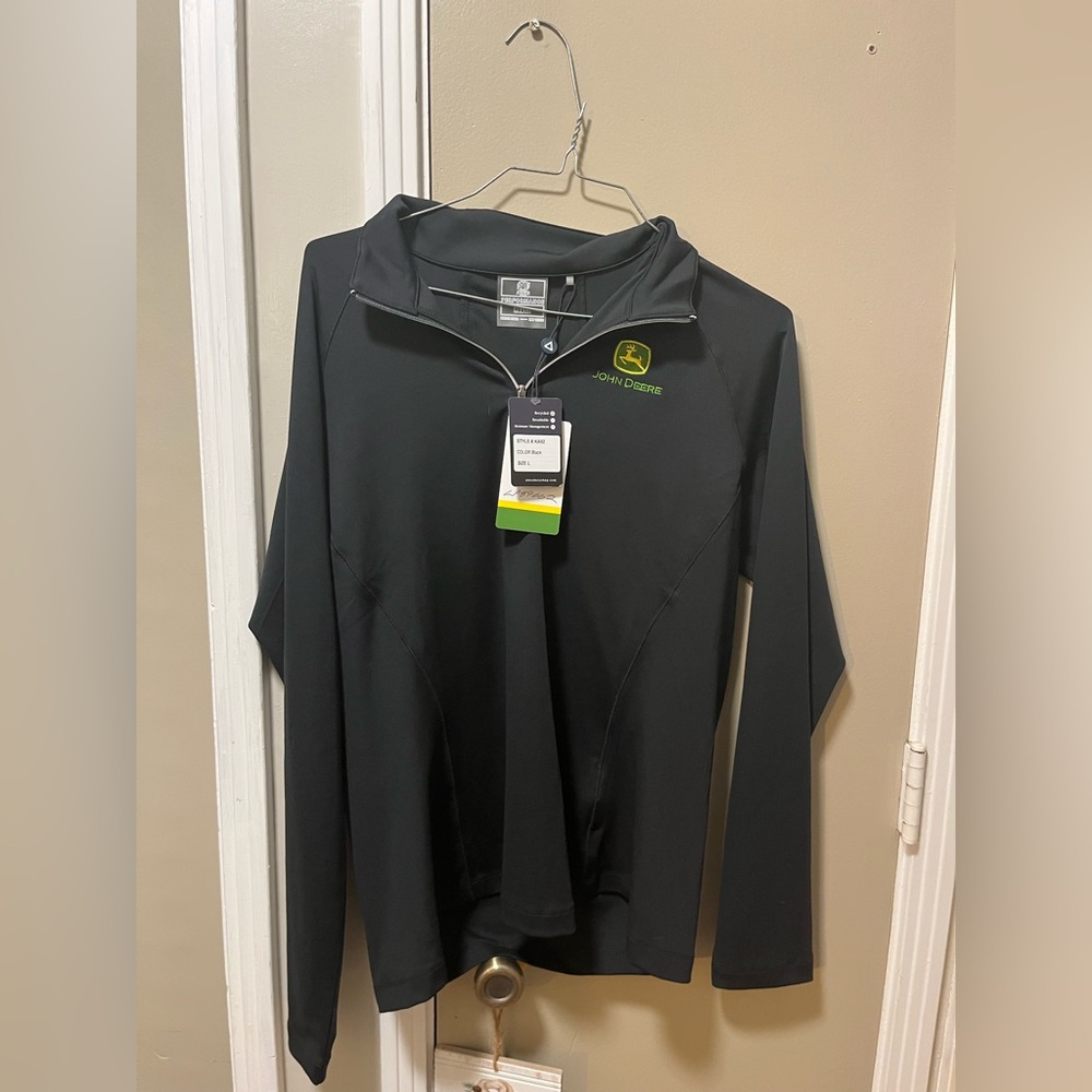 John Deere Black Performance Pullover NWT - image 2